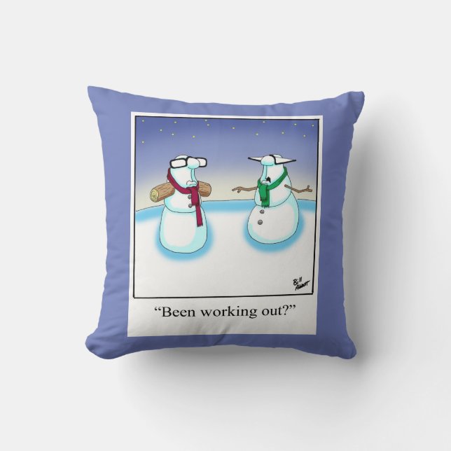 Poids Snowman Humour Coussin cadeau (Recto)