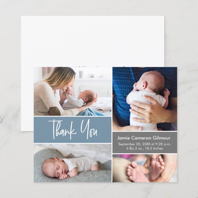 Poignée bleu moderne Script multiples Photos (Devant / Derrière)