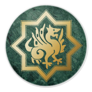 Poignée céramique de dragon de style néo-gothique