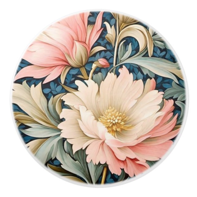 Poignée de porte - Art Nouveau Fleur rose (Devant)