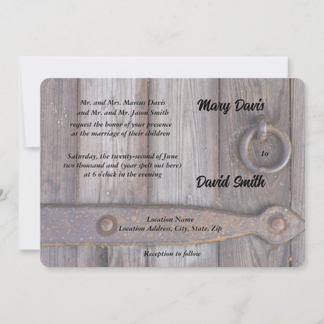 Poignée de porte de cave Invitation de mariage (Devant)