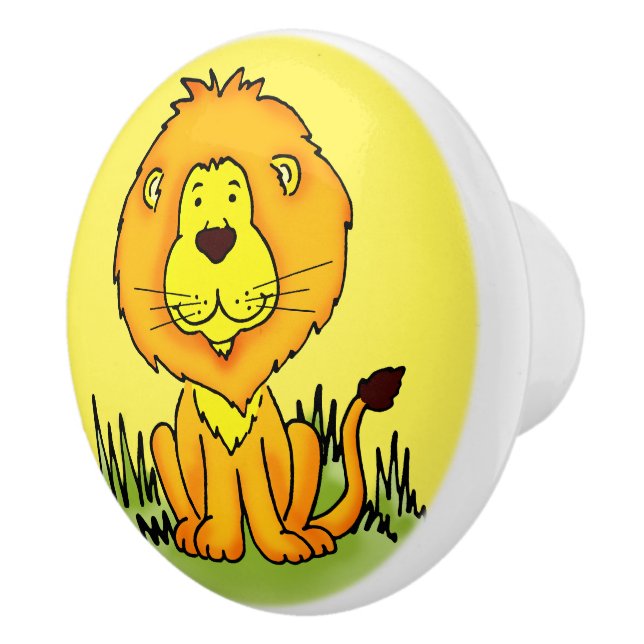 poignée de porte dessin graphique lion jaune pour  (Droite)