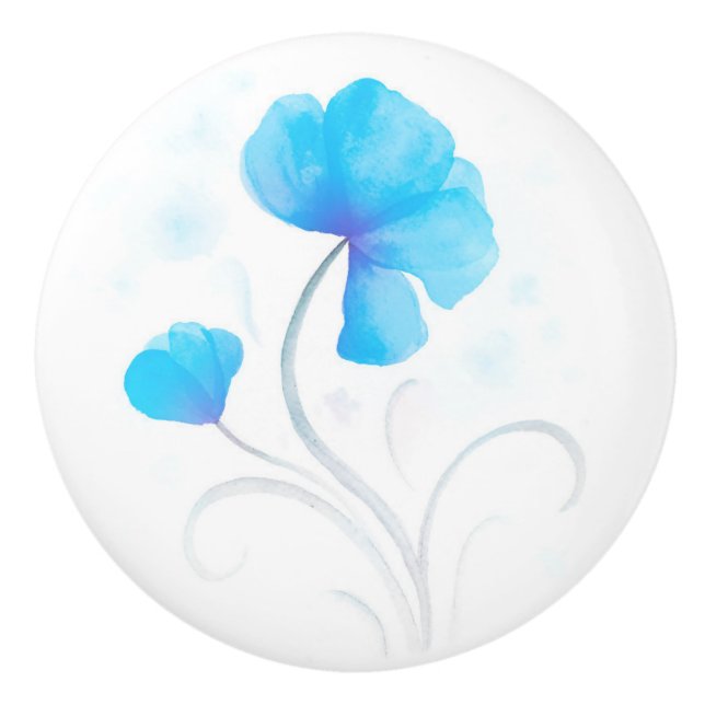 Poignée de porte en art de fleurs sauvages bleu gr (Devant)