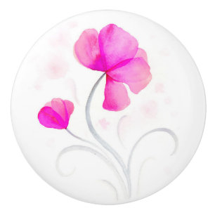 Poignée de porte en art de fleurs sauvages gris ro