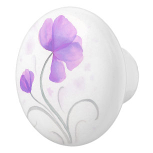 Poignée de porte en art de fleurs sauvages gris vi