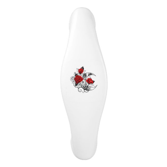 Poignée De Porte En Céramique Croissant mécanique avec roses rouges (Devant)