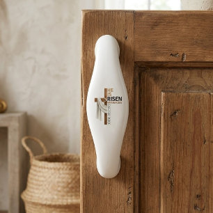 Poignée De Porte En Céramique Croix de Pâques vintage personnalisée Il est ressu