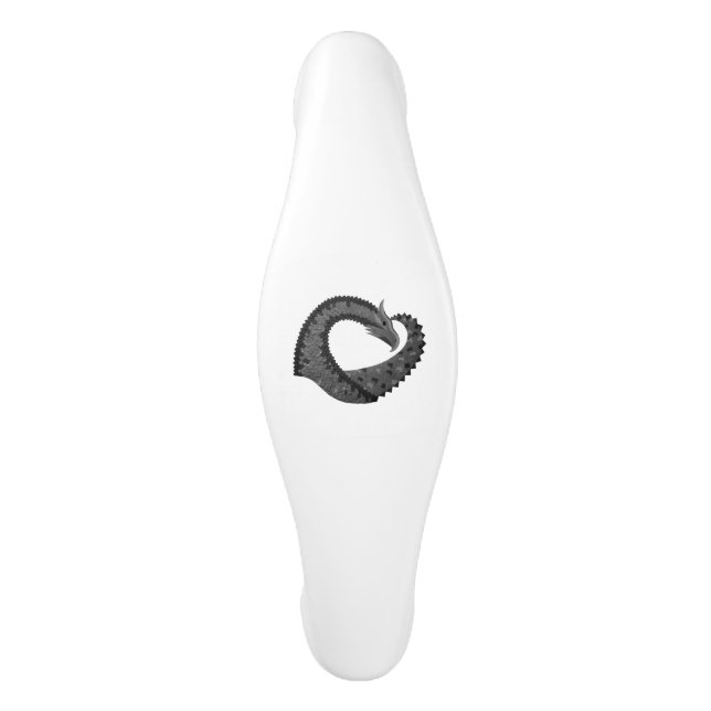 Poignée De Porte En Céramique Dragon de coeur noir sur blanc (Devant)