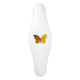 Poignée De Porte En Céramique Papillon Fleur avec Pavot de Californie Jaune