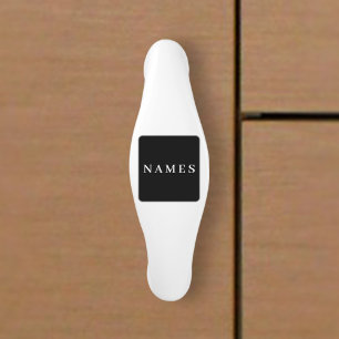 Poignée De Porte En Céramique Simple Black Custom Ajouter Votre Nom Élégant