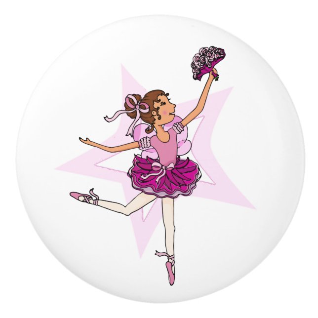 Poignée de porte en forme de ballerine rose de bal (Devant)