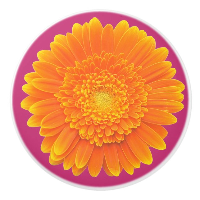 poignée de porte en forme de marguerite orange (Devant)