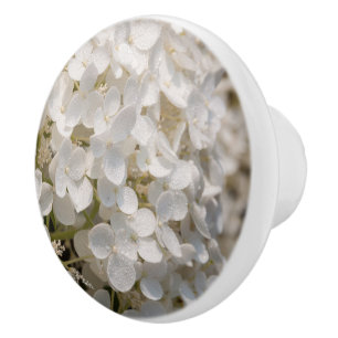 Poignée de porte, fleurs blanche