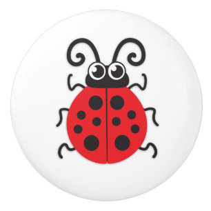 poignée de porte graphique insecte coccinelle roug