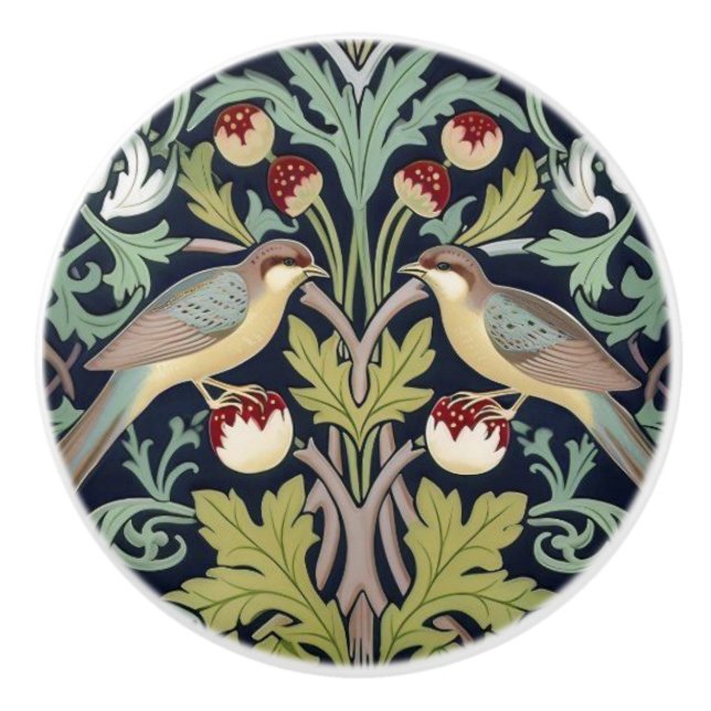 Poignée de porte - Oiseaux Art Nouveau Floral (Devant)