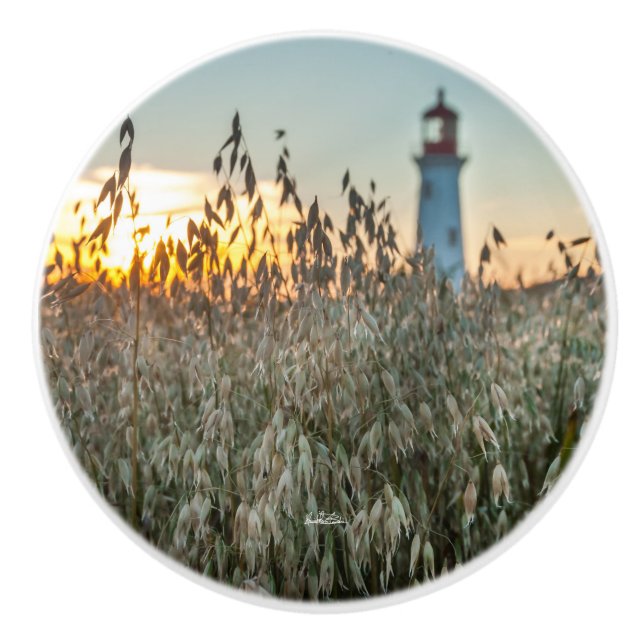 poignée de porte, photo d'une phare dans un champs (Devant)