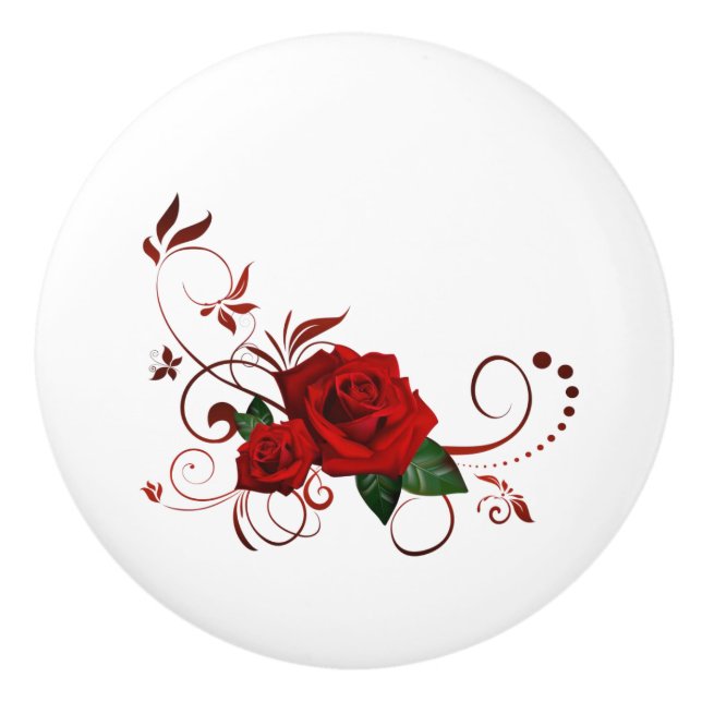 Poignée de porte Rose rouge florale (Devant)