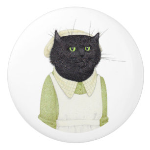 POIGNÉE DE TIROIR EN CÉRAMIQUE CHAT AIDE DE CUISIN