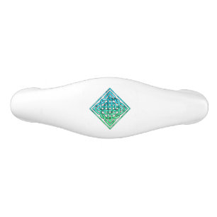 Poignée De Tiroir En Céramique Nœud celtique - Diamant Bleu Vert