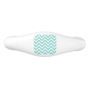 Poignée De Tiroir En Céramique Turquoise Aqua White Large Chevron ZigZag