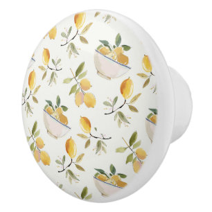 Poignée en céramique à motif de citron de style ca