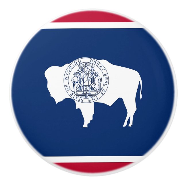 Poignée en céramique avec drapeau de l'État du Wyo (Devant)