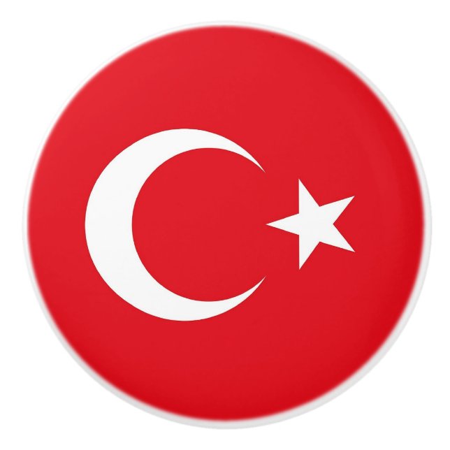 Poignée en céramique avec drapeau de Turquie (Devant)