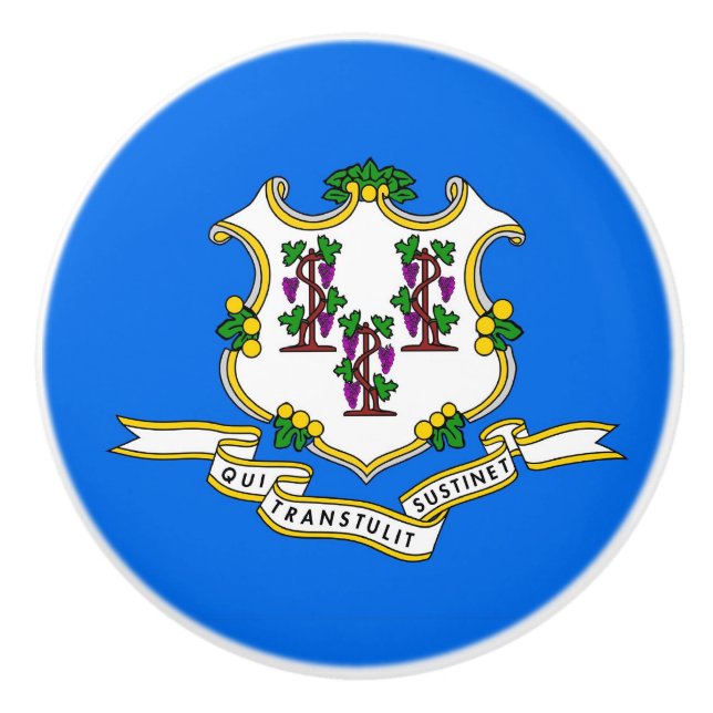 Poignée en céramique avec drapeau du Connecticut,  (Devant)