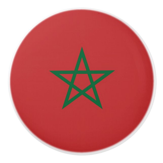 Poignée en céramique avec drapeau du Maroc (Devant)