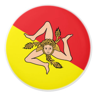 Poignée en céramique avec le drapeau de la Sicile,