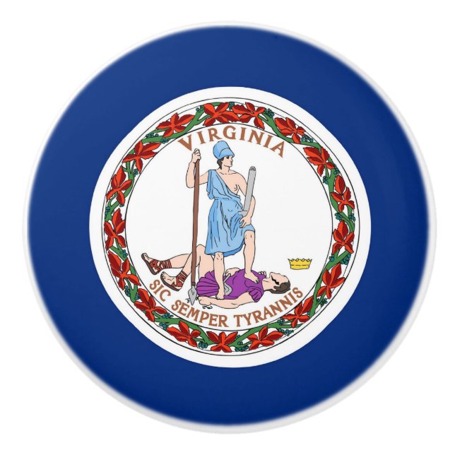 Poignée en céramique avec le drapeau de Virginia S (Devant)