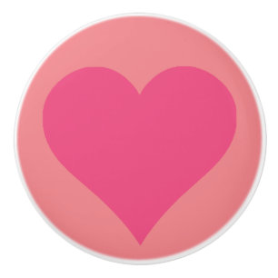 Poignée en céramique Cœur Rose Simple sur Fond Ros