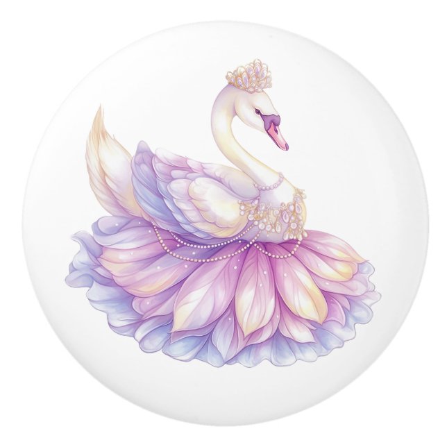 Poignée en céramique de la princesse cygne fille (Devant)