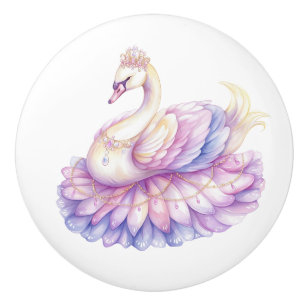 Poignée en céramique de la princesse cygne fille