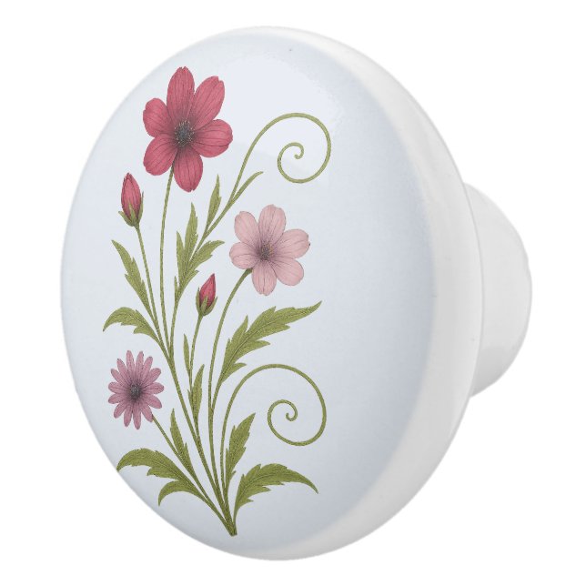 Poignée en Céramique fleur nature-rustique design (Droite)