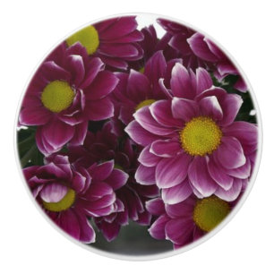 Poignée en céramique florale violette et jaune