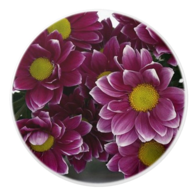 Poignée en céramique florale violette et jaune (Devant)