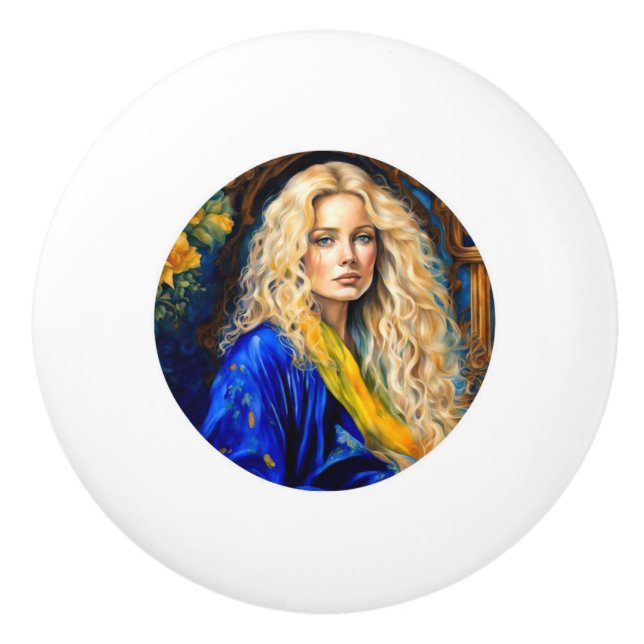 poignée en céramique poignée porte bouton - bleu (Devant)