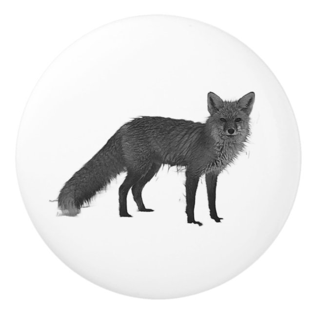 poignée en céramique renard roux (Devant)