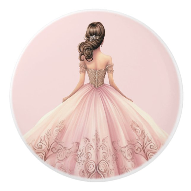 Poignée en céramique rose pour fille de princesse (Devant)