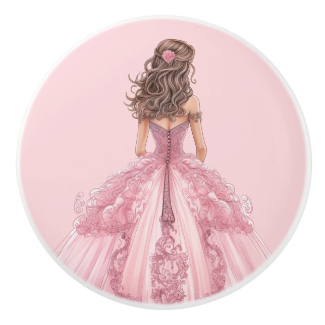 Poignée en céramique rose pour fille de princesse (Devant)