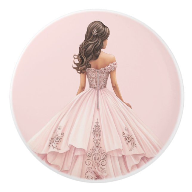 Poignée en céramique rose pour fille de princesse (Devant)