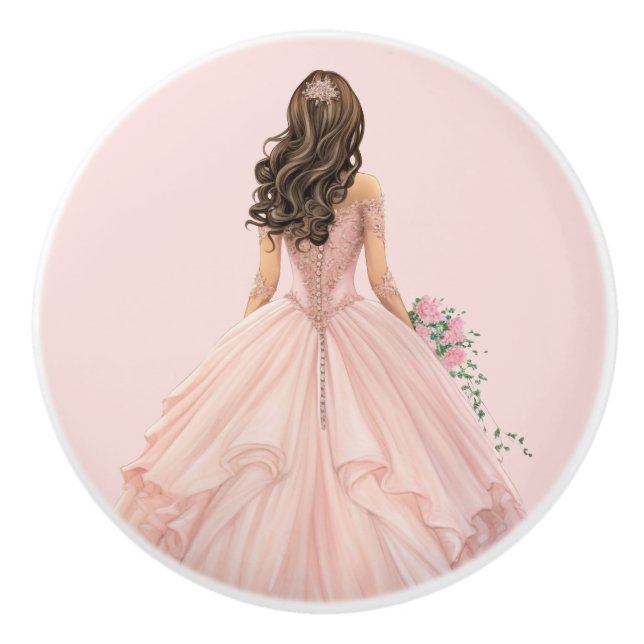 Poignée en céramique rose pour fille de princesse (Devant)