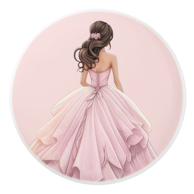 Poignée en céramique rose pour fille de princesse (Devant)
