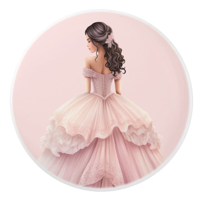 Poignée en céramique rose pour fille de princesse (Devant)