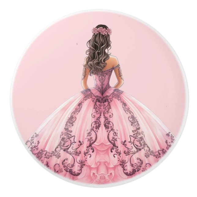 Poignée en céramique rose pour fille de princesse (Devant)