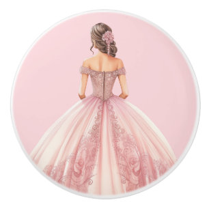 Poignée en céramique rose pour fille de princesse