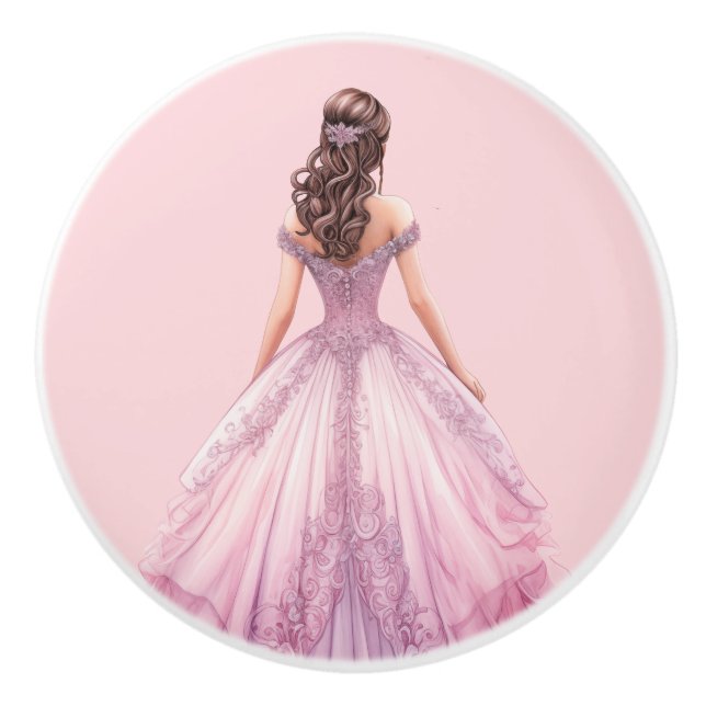 Poignée en céramique rose pour fille de princesse (Devant)