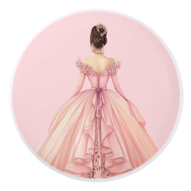 Poignée en céramique rose pour fille de princesse (Devant)