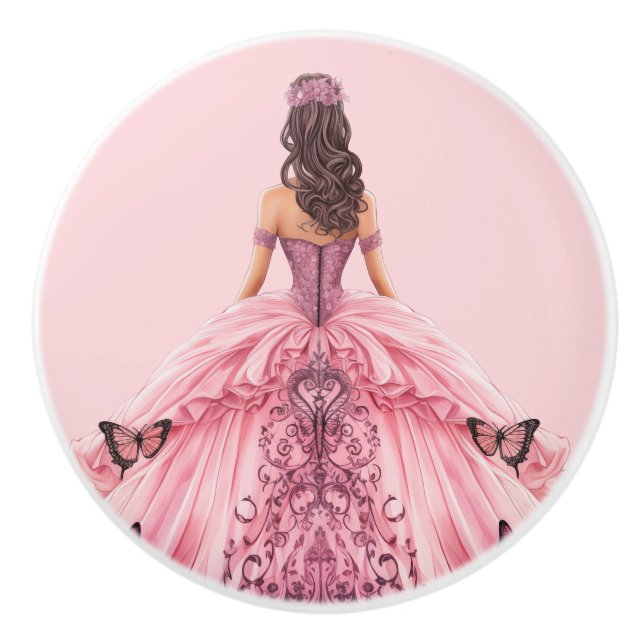 Poignée en céramique rose pour fille de princesse (Devant)